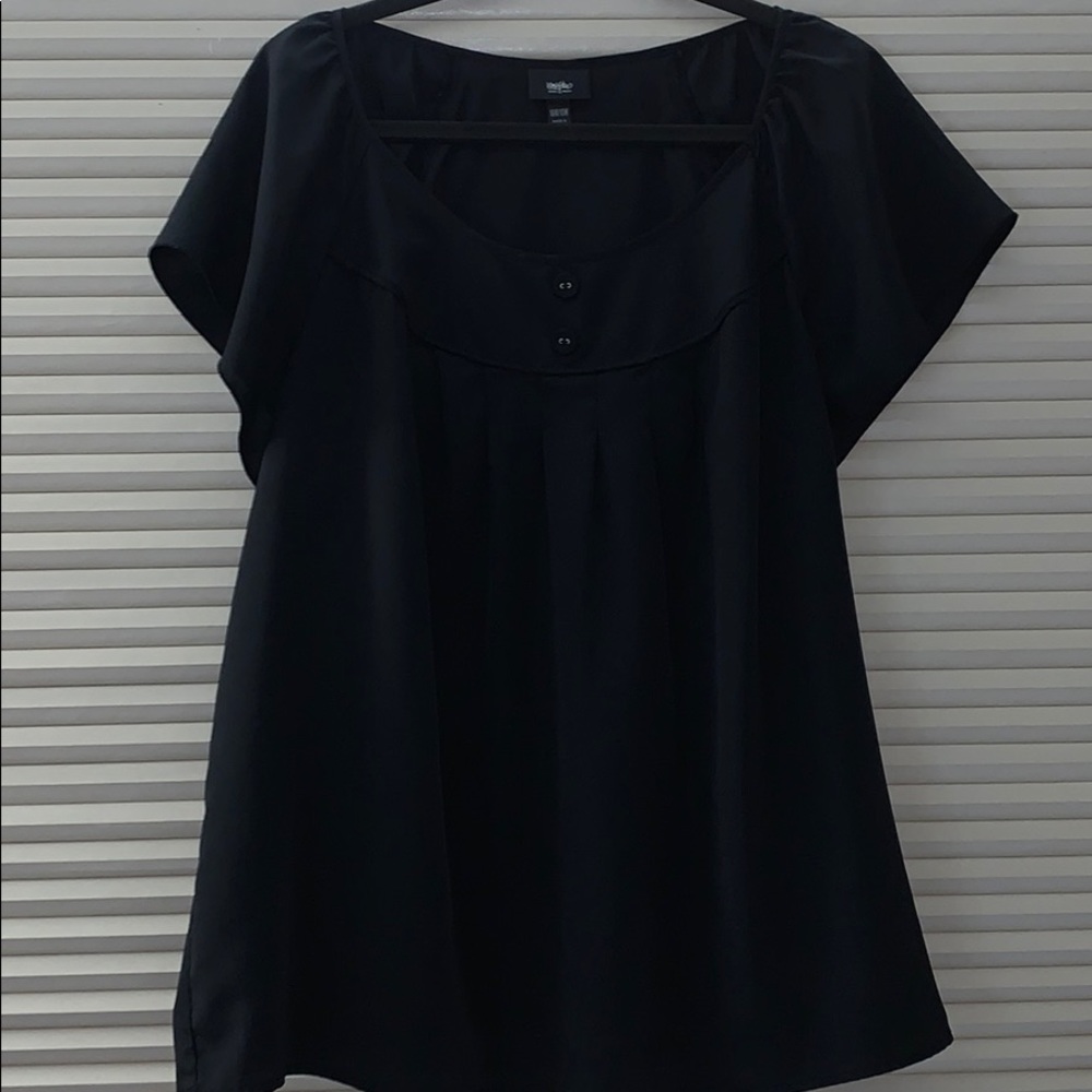 Black Blouse with pleat and button detail. Worn 1 time